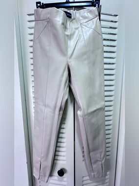 Zara Cream Faux Leather Trousers